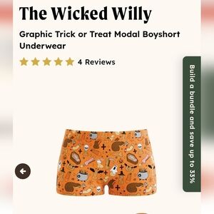 Shinesty Modal Boyshort Underwear Small NWT The Wicked Willy Halloween Panties